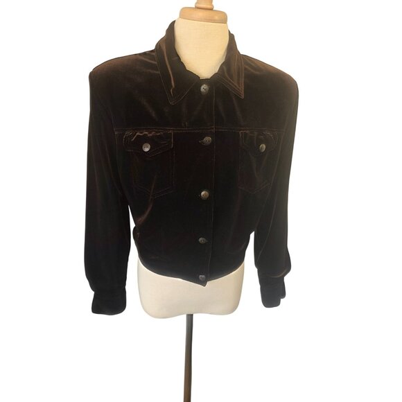 Vintage Equestrian Designs Brown Velvet Jacket Women SP USA Western Style 80s/90 - Picture 8 of 11